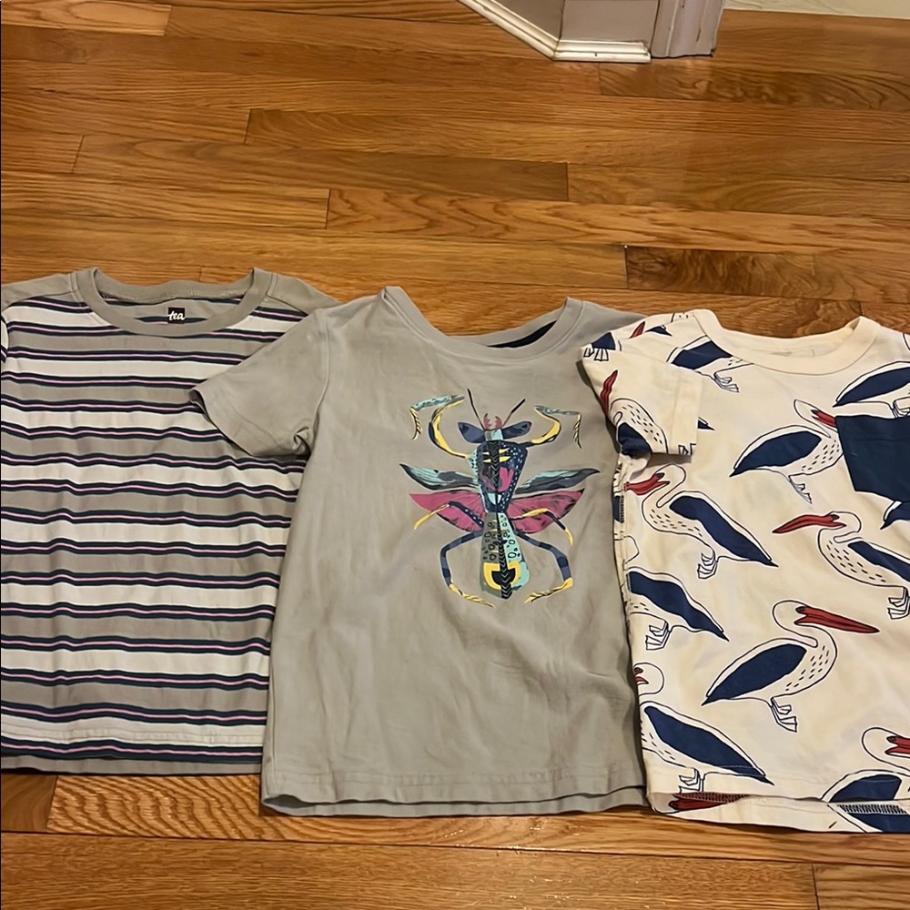Tea Collection Gray and White Short Sleeve Tees
